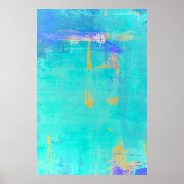 Affiche 'Cast Away' Turquoise et Orange Art Abstrait (Devant)
