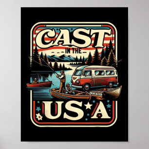 Affiche Casting aux États-Unis Aventure de pêche vintage