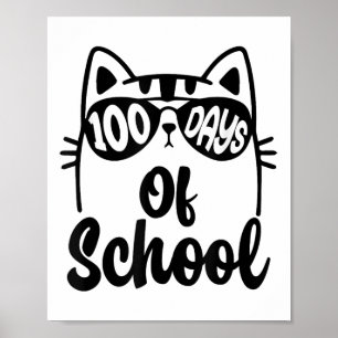 Affiche Cat 100e Jour De L'École Enseignant Enfants 100 Jo