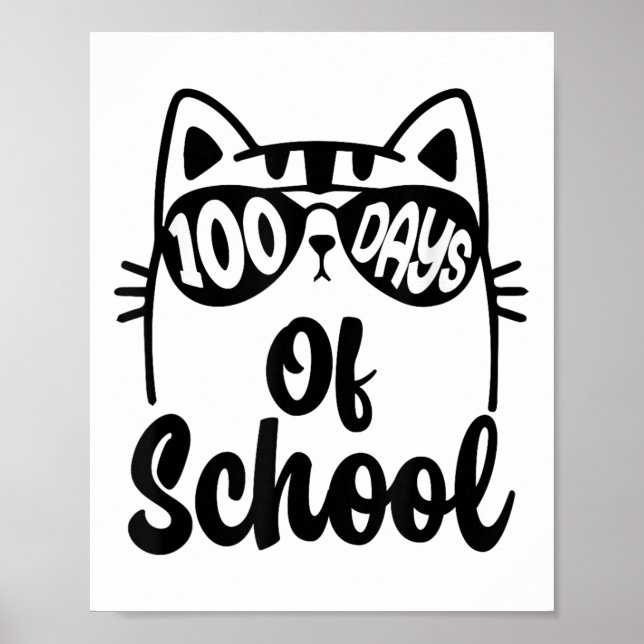 Affiche Cat 100e Jour De L'École Enseignant Enfants 100 Jo (Devant)