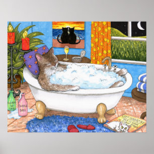 Affiche Cat 567 Funny bathroom art