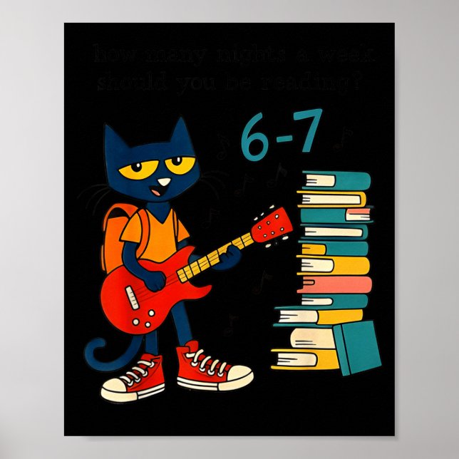 Affiche Cat 67 How Many Nights A Week Should You Be Readin (Devant)