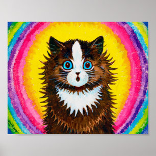 Affiche Cat à Rainbow, Louis Wain