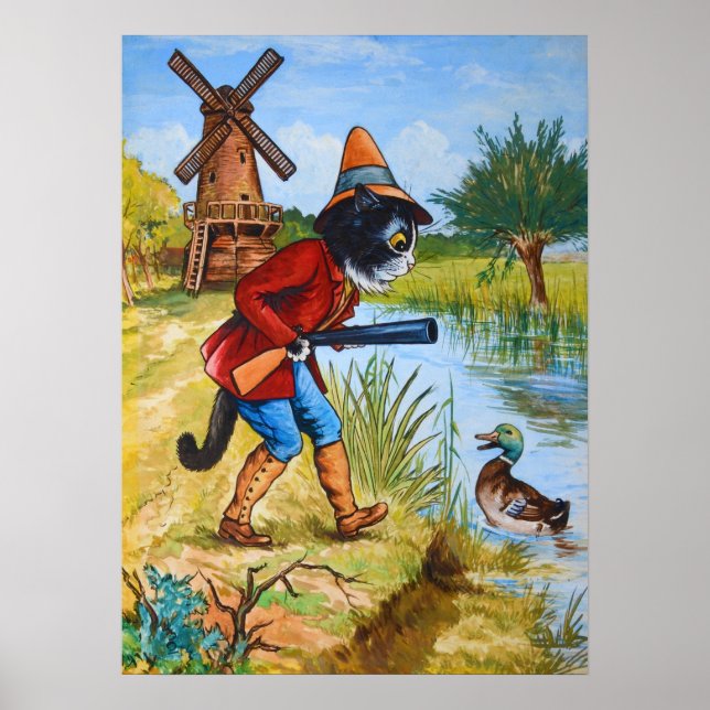 Affiche Cat and Duck, Louis Wain (Devant)
