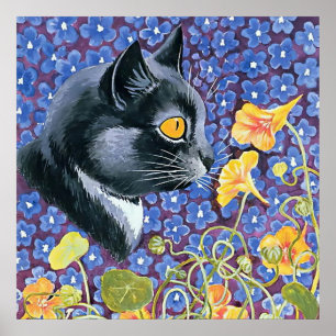 Affiche “Cat and Nasturtiums” by Louis Wain
