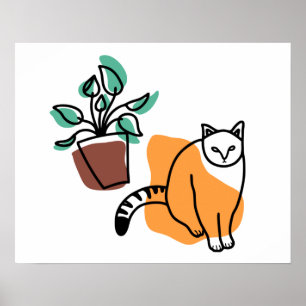 Affiche Cat and the plant
