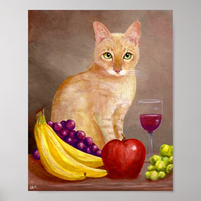 Affiche Cat Art Fruit Vin Créationarts (Devant)
