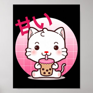 Affiche Cat Boba Tea Bubble Tea Anime Kawaii Neko Venin