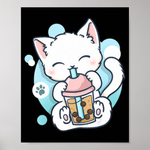 Affiche Cat Boba Tea Bubble Tea Kawaii Anime Japanese Neko