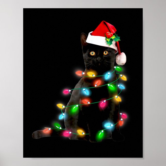 Affiche Cat Christmas Light Funny Cat Lover Christmas  (Devant)