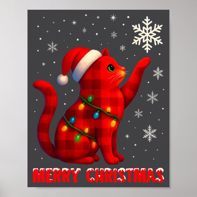 Affiche Cat Christmas Light Reindeer Santa Christmas Cat L (Devant)