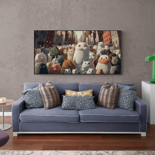 Affiche Cat City Cartoon Crowd