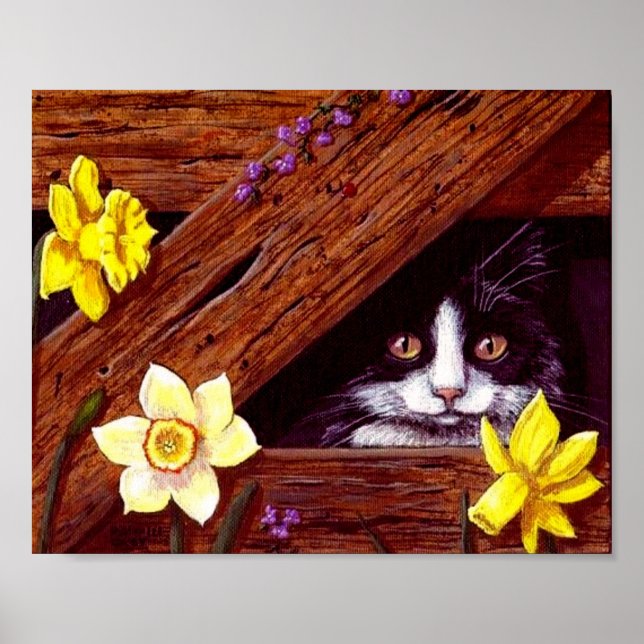 Affiche Cat Daffodils Grange Art original Créationarts (Devant)