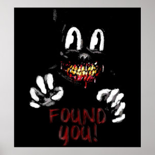 Affiche Cat de dessin Horreur Déplaisant Chat trouvé Hallo