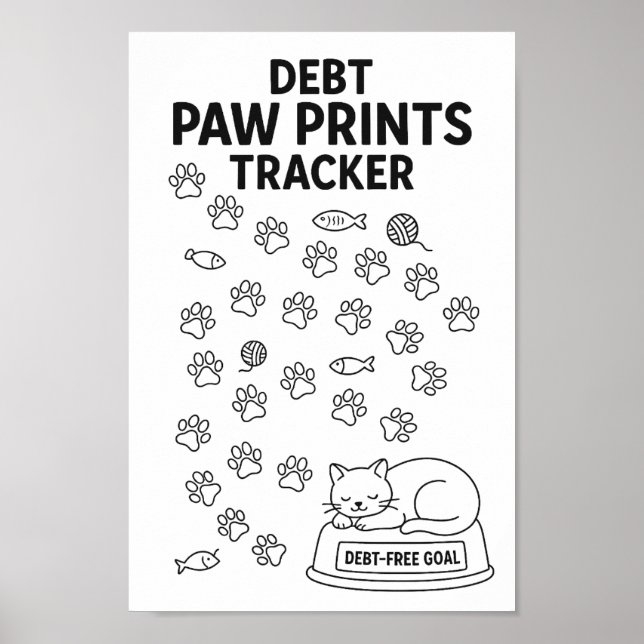 Affiche Cat Empreintes de pattes Savings Challenge Tracker (Devant)