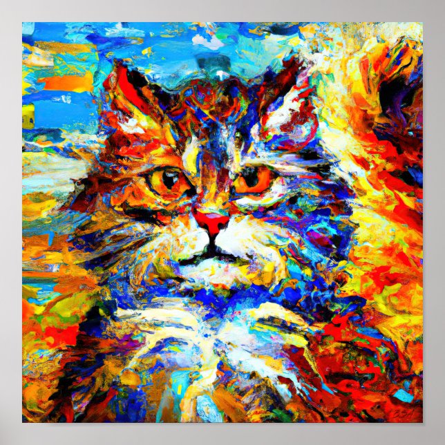 Affiche Cat Eyes No.1 dans le style de Leonid Afremov. (Devant)