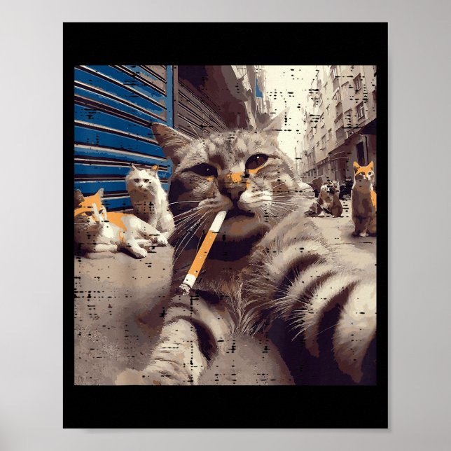 Affiche Cat Gangster Street Cats Selfie Funny Meme Humor M (Devant)