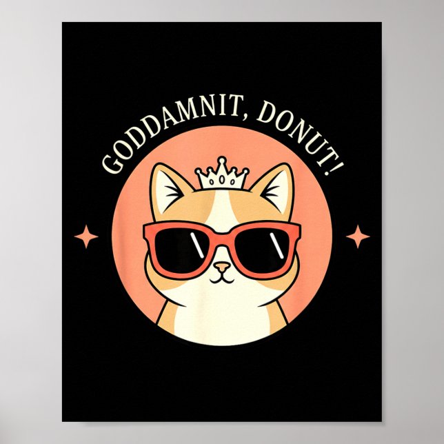 Affiche Cat - Godit, Donut! Sy Retro Cat Lover Design  (Devant)
