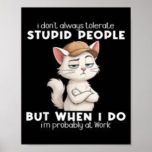 Affiche Cat I Ne Tolère Pas Toujours Les Gens Stupides