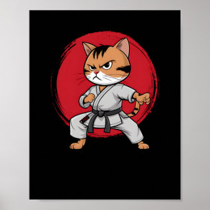 Affiche Cat Karate Dessin Caricature Japonaise Pour Hommes