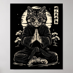 Affiche Cat Karate Fighter Animal Judo Pose méditative