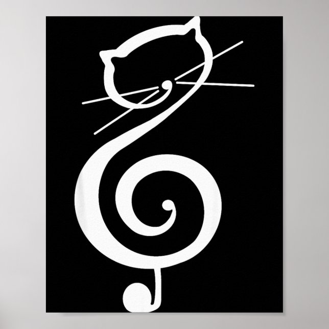 Affiche Cat Kitty Treble Music Clef Funny Cat Music Notes  (Devant)