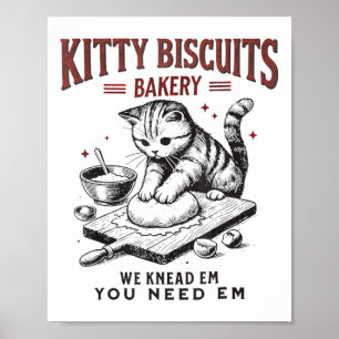 Affiche Cat Kneading Kitty Biscuits Boulangerie Nous Vous 