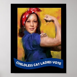 Affiche Cat Ladies Vote Kamala 2024 Rosie Le Riveter