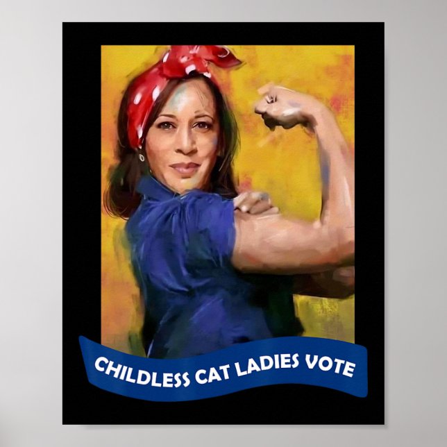 Affiche Cat Ladies Vote Kamala 2024 Rosie Le Riveter (Devant)