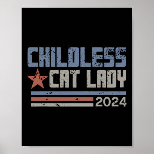 Affiche Cat Lady 2024 Élections politiques amusantes Démoc