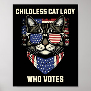 Affiche Cat Lady Qui Vote Pour L'Élection De Kamala Harris