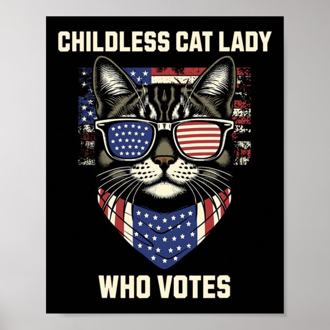Affiche Cat Lady Qui Vote Pour L'Élection De Kamala Harris (Devant)