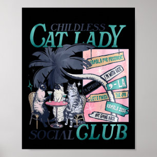 Affiche Cat Lady Vote Pour Kamala Harris 2024 1ère Femme