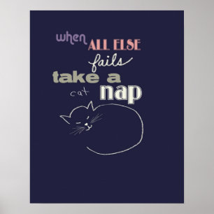 Affiche cat line art with humorous quote for cat lovers