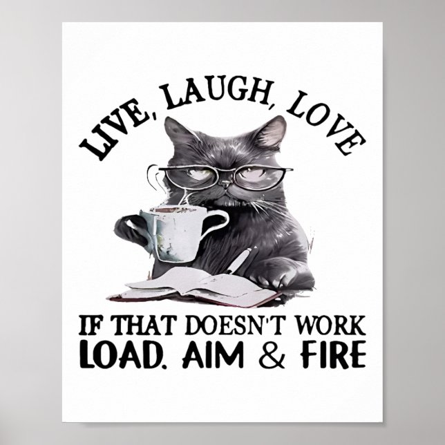 Affiche Cat Live Rire l'amour si cela ne fonctionne pas Ch (Devant)