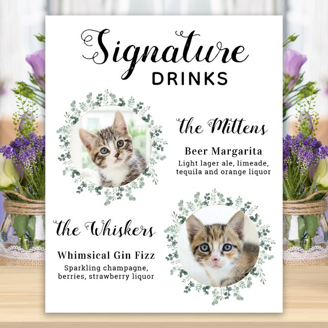 Affiche Cat Mariage Signature Boissons Bar Cocktail Person (Créateur téléchargé)