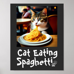 Affiche Cat Mème Spaghetti Manger