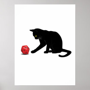 Affiche Cat Rolling Dice RPG Rôle Jeu Jeux Jeu Jeu Lov