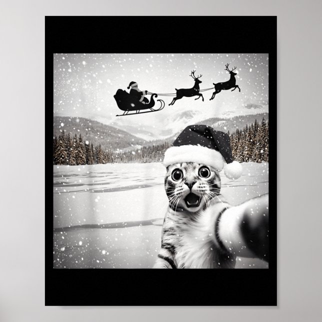 Affiche Cat Selfie With Santa For Men Women Kids  (Devant)