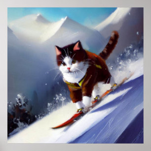 Affiche Cat Snowboard
