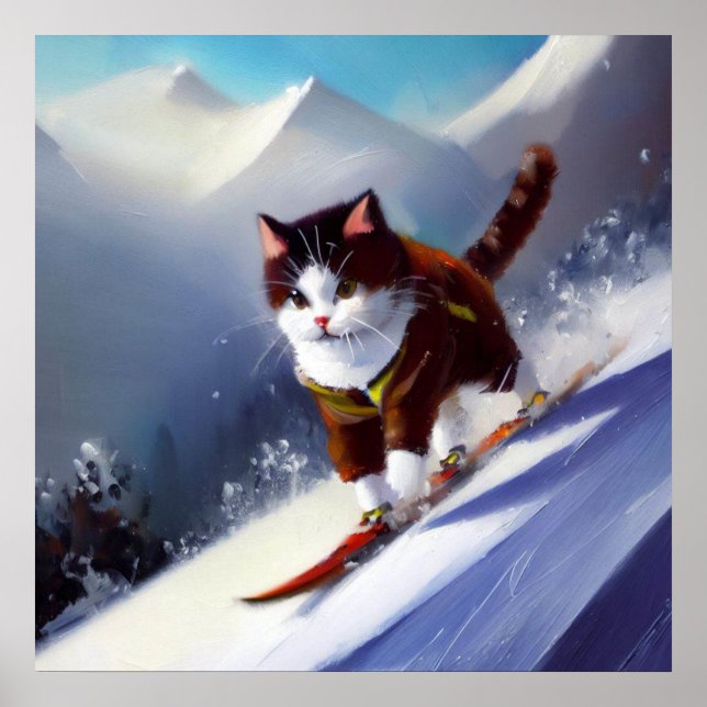 Affiche Cat Snowboard (Devant)