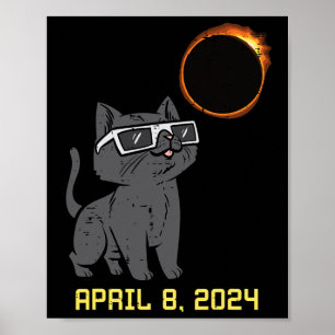 Affiche Cat Solar Eclipse 2024 Totalité Avril 8 Femmes Hom