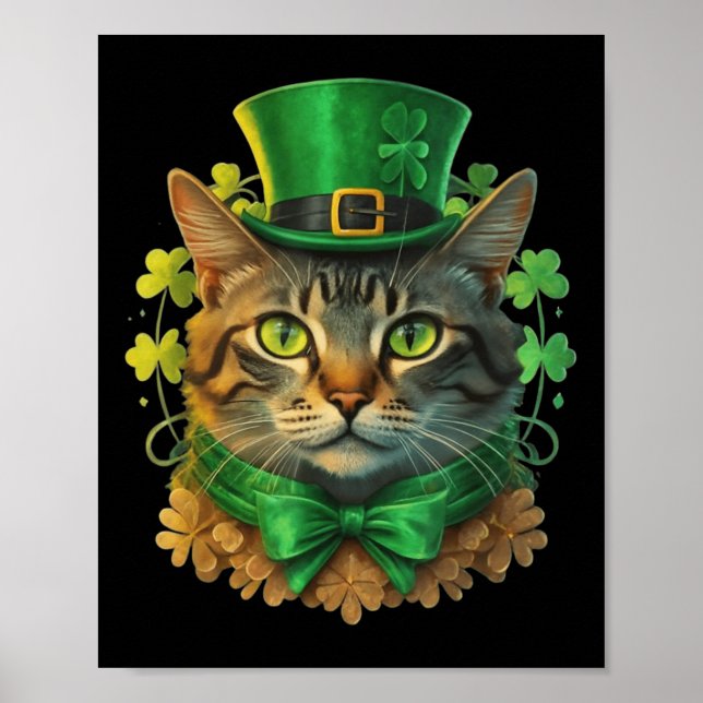 Affiche Cat St patrick Patricks Journée Pour Hommes Femmes (Devant)