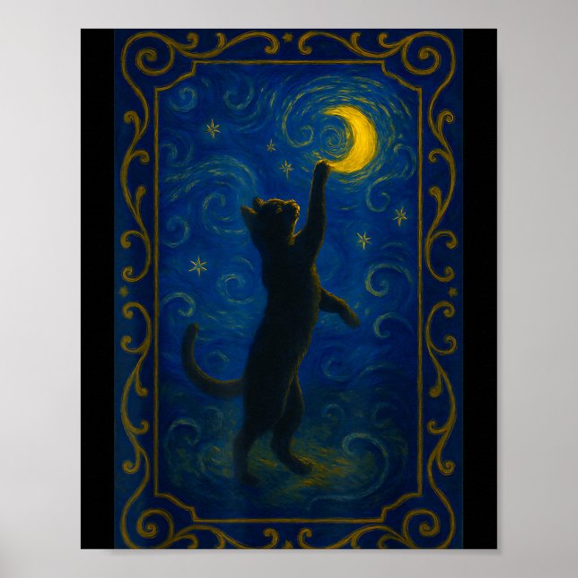 Affiche Cat Starry Night Van Gogh Cat Funny Cat Lover Mom  (Devant)