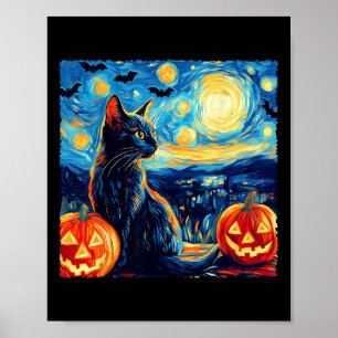 Affiche Cat Starry Nuit Van Gogh Amoureux des chats Bateau