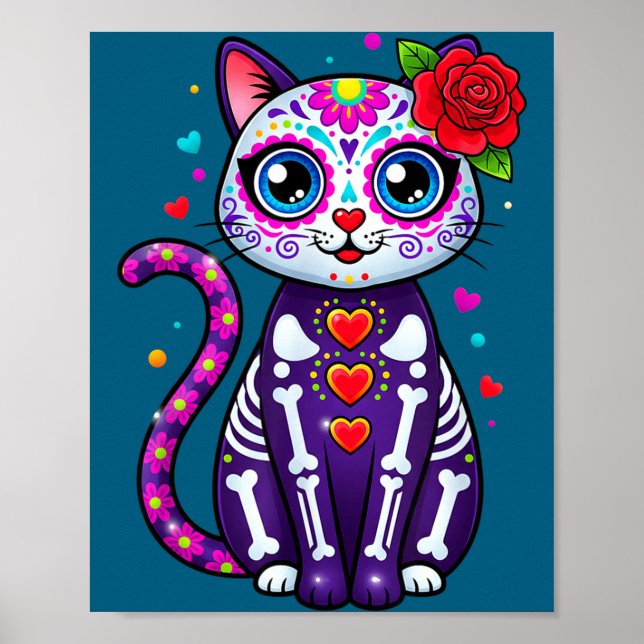 Affiche Cat Sugar Skull Cute Cat For Cat Lover Cat-m  (Devant)