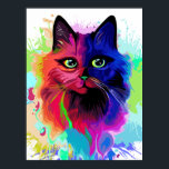 Affiche Cat Trippy Psychedelic Pop Art<br><div class="desc">Portrait de chat de Pop Art Trippy Psychedelic sur des plaques de peinture colorées. Illustration vectorielle originaleCopyright BluedarkArt TheChameleonArt.</div>