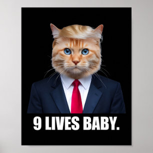Affiche Cat Trump 9 Lives Baby Trump 2024 Victoire remport