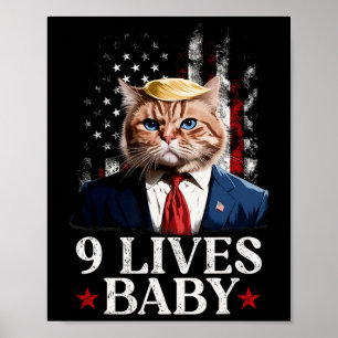 Affiche Cat Trump 9 Lives Baby Trump 2024 Victoire remport