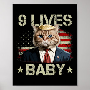 Affiche Cat Trump 9 Lives Baby Trump 2024 Victoire remport